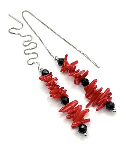 Boucles d'oreilles corail rouge et spinelle, le cadeau parfait pour femme