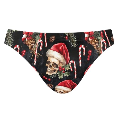Men's Skulls Christmas Santa Hats Swim Briefs Bikini Swimsuit S 202c0153