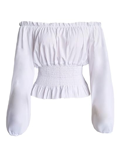 GOLDSTITCH Women Costume Renaissance Peasant Tops Pirate Corset Blouse Off Shoulder Shirt
