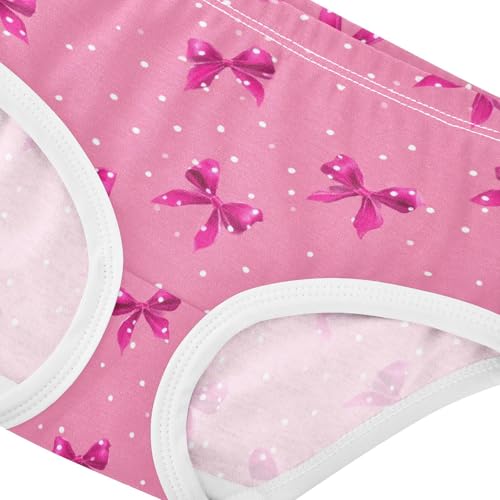 Wusikd Pink Polka Dots Pink Bows (2) Girls' Underwear Cotton Girls Briefs Soft Toddler Underwear 2T4