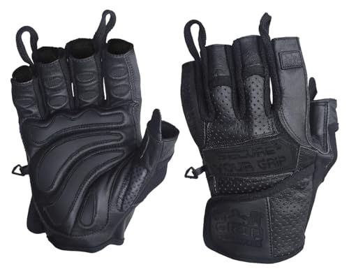 Elite Leather Gym Gloves – Grip & Comfort Design for Weightlifting, Powerlifting, Bodybuilding & Strength Training Workouts for Men & Women (Black, X-Large)