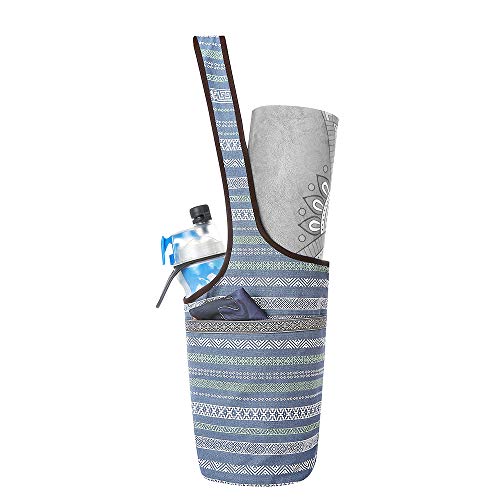Mochila de ombro, Andoer Bolsa para tapete de ioga Sacos de ombro de lona estampado vintage com zípe