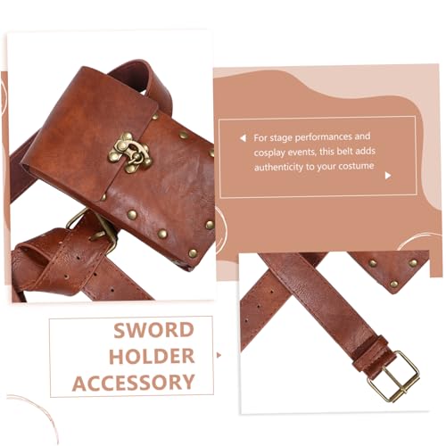 1 Set Medieval Renaissance Embossed PU Sword Belt with Loop Vintage Cosplay Accessory for Stage and Costume for Steampunk and Historical Events3