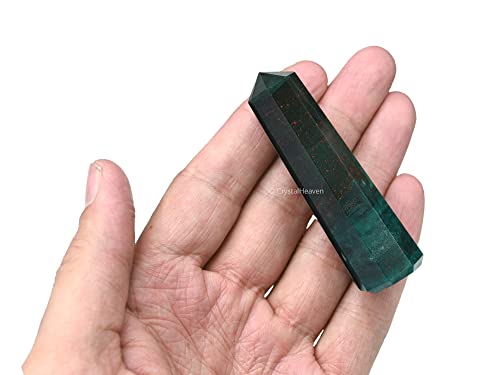 Image of Crystal Heaven Certified Bloodstone Crystal Tower Obelisk Point For Chakra, Healing And Balancing - AAA Grade Original Certified Gemstone Agate For Reiki Meditation Yoga Spiritual (2-3 Inches)