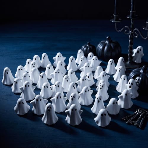 Image of FESTGLOX 50Pcs Mini Resin Ghosts, Tiny Halloween Ghost Figurines Miniatures