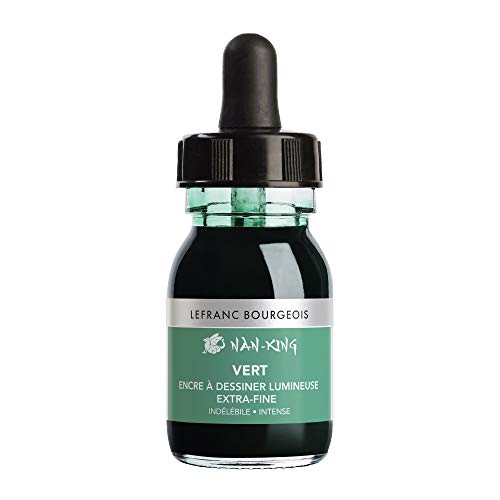 Lefranc Bourgeois 301280 Nan King Zeichentusche & Kalligrafietusche - Grün - 30 ml, Pigmentiert, lichtbeständig, für Zeichnen & Skizzen