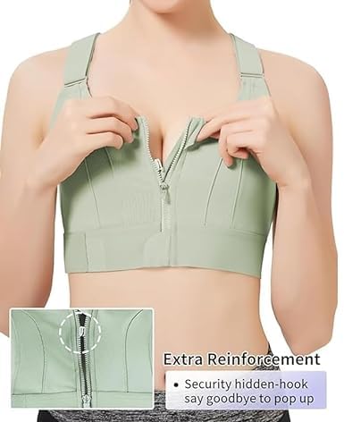 Image of ELEG & STILANCE Women Polyester Spandex High Impact Front Zip Sports Bra Longline Fitness Criss Cross Back Crop Tops for Gym, Yoga & Workout - Size: M-4XL