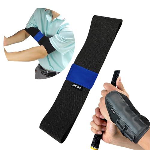 Golf Training Kit with Arm Band & Wrist Strap, Golf Swing Training Aid to Correct Wrist Angle and Develop Muscle Memory for Beginner Golfers