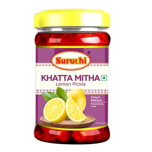 Image of Suruchi Khatta Mitha Lemon Pickle - 100g | Nimbu Ka Metha Achar | Sweet Tangy Flavourful | Authentic Indian Sweet Lemon Pickle (Pack of 1)