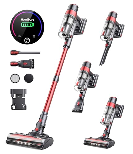 Aspirapolvere Senza Fili 38Kpa&450W, 55Mins Scopa Elettrica Senza Fili con Touchscreen Intelligente e Anti-Avvolgimento, 1,5L Aspirapolvere Senza Filo per Pavimenti/Tappeti/Casa HONITURE S13 Pro.