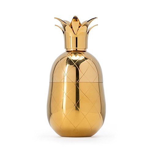 W&P Pineapple Cocktail Shaker | Gold, 18 Ounce | Craft Cocktail Mixer, Mid Century Modern Designer Bar Accessories, Stainless Steel, Bar Tool