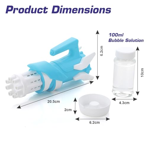 Image of Aditi Toys Gatling Bubble Gun for Kids, 8- Hole Bubble Gun Toy for Kids Above 3 Years, Bubble Machine for Indoor & Outdoor Play, 100% Safe & Skin Friendly (Bubble Solution Included), BIS Approved