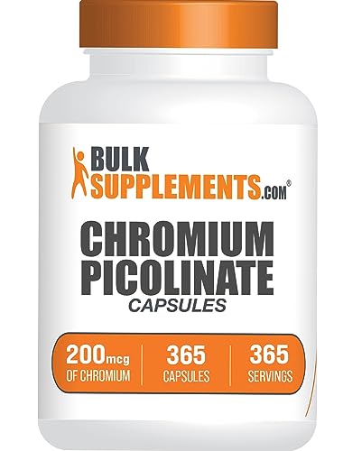 BulkSupplements.com Chromium Picolinate Capsules - Chromium Supplement Mineral Supplement - Gluten Free 1 Capsule per Serving 365 Count (Pack of 1)