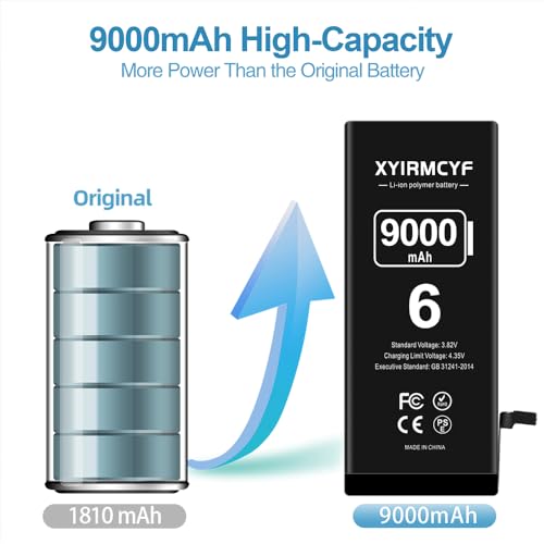 Xyirmcyf 9000Mah Super Capacity Battery Compatible With Iphone 6/6G thumb #1