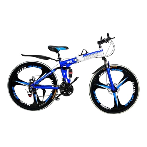 Image of Amaze Kai Dual Suspension Bikes Bmv Foldable Gear Cycle for Men with 21 Speed Gear 3 Spoke | Folding Mountain Bike with Double Disc Break & Mac Wheel, 26 Inch (Blue)