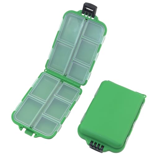 2 cajas de almacenamiento para accesorios de señuelos y aparejos de pesca, color verde oscuro, 10x6.5x3 cm, hechas de polipropileno miniatura 3