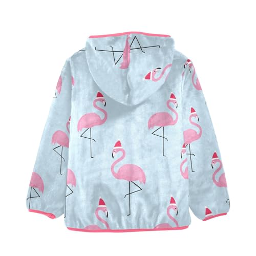 OTVEE Xmas Christmas Flamingo Kids Hoodie Jacket Fall Spring Full Zip Warm Outwear Coat2
