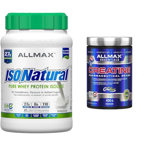 ALLMAX Naturals ISONATURAL Whey Protein Isolate (2 Pound) + ALLMAX Creatine Monohydrate (400g)