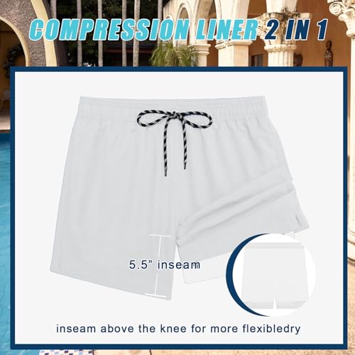 COOFANDY Men Swim Trunk with Compression Liner 2 in 1 Swimwear Bathing Suit Quick Dry Board Short3