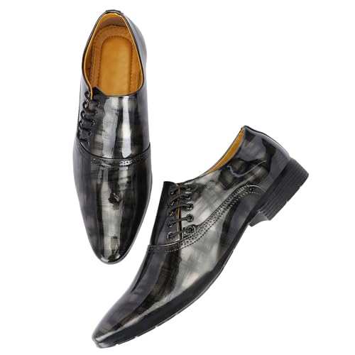 Image of GAUTAMFIT Men's Formal Classic Derby Lace-Up Formal Shoes for Office, Party,Wedding | Dress Shoes | Extra Cushioning Insole | Lightweight & Comfortable Stylish Shoes