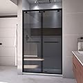 DreamLine Encore 44-48 in. W x 76 in. H Semi-Frameless Bypass Sliding Shower Door in Matte Black and Gray Glass