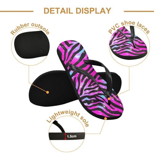 Zebra Stripes Blue Purple Flip Flop Beach Summer Casual Sandal for Women & Men Shower Shoes 208619422