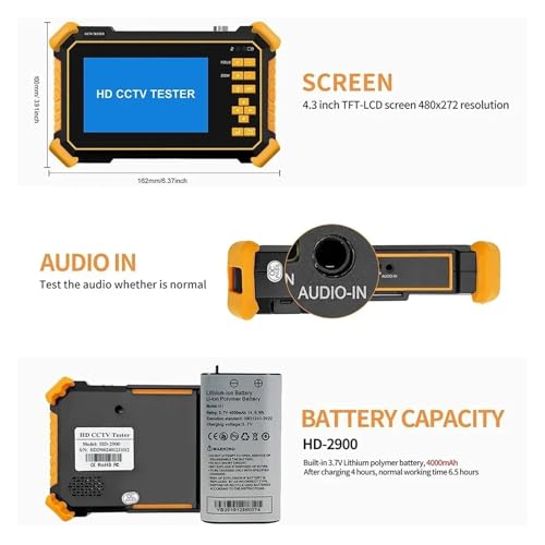 Probador de CCTV 4K para verificar cámaras analógicas con monitor de pantalla de 4 pulgadas 6