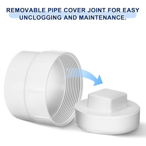 Image of Gadpiparty 2 Pcs 4 inch PVC Sewer Cleanout Cap, Sewer Pipe Cap, With Plug Pipe Fitting, for Outdoor Garden, RV, and Other Drainage Piping System