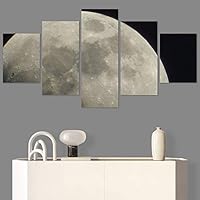 SIGNWIN 5 Panel Canvas Wall Art Aerial Astronomy & Space Expressive Global Moon Multicolor Photography Realism Warm for Home Decorations Ready to Hang - 60