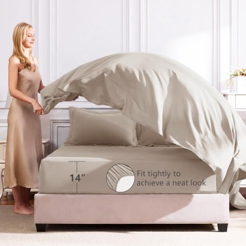 Image of CozyLux King Size Comforter Set Linen - 7 Pieces Bed in a Bag King, Luxury Soft Bed Set for All Seasons, Bedding Set with Down Alternative Comforter, Sheets, Pillowcases & Shams