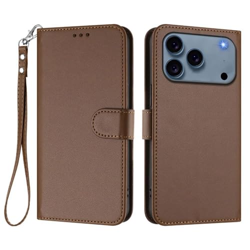 Étui antichoc iPhone 17 marron housse rabat magnétique pour protéger l'écran