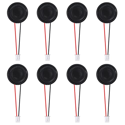 8Pcs 8 Ohm 1W Speaker 8ohm Round 28mm Loud Speakers Compatible with Small Loudspeaker Audio MP3 MP4 Player Speaker 2Pin - Black