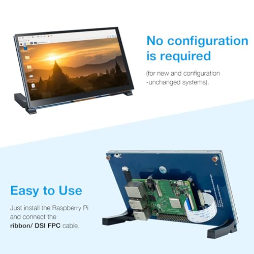 Image of Hosyond 7 Inch Touchscreen IPS DSI Display Compatible with Raspberry Pi 5 /4 /3, 800x480 Pixel Capacitive Screen MIPI Driver-Free Interface