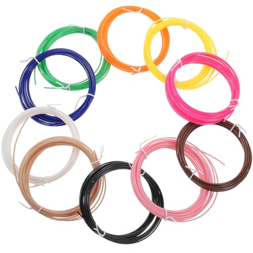 UKCOCO Filamento de Bolígrafo 3d Abs de Alta Temperatura 1,75 Mm, Rollo de 5 Metros, 10 Colores para Impresora 3d, Resistente Deformación y Compatible Impresión Profesional