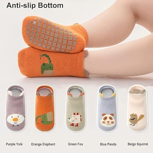 ZINLEY Baby Socks Set, Antislip Socks for New Born Baby 0-3 Years, Non Slip Grip Ankle Socks with Non Skid Soles for Infants Baby Shower Gifts 1