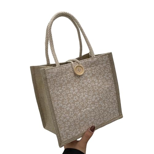 Bolsa feminina, bolsa casual bordada personalizada Bento, sacolas de compras reutilizáveis, Caqui