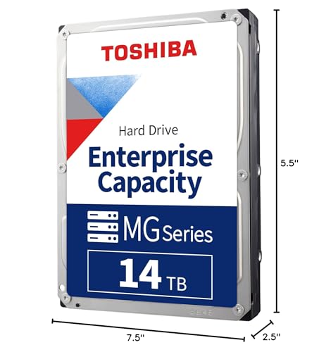 Image of Toshiba MG Series Enterprise 14TB 3.5'' SATA 6Gbit /s Internal HDD 7200RPM 550TB /year 24 /7 Operation. MG07ACA14TE