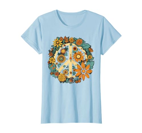 Hippie Gänseblümchen Peace Zeichen Retro Blume Sonnenblume T-Shirt