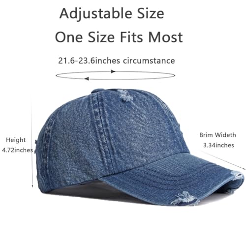 Image of Vintage Washed Denim Distressed Dad Hats Baseball Caps for Men Women