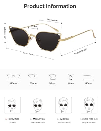 SOJOS Small Cateye Sunglasses Fashion Narrow Fun Designer Sun Glasses SJ1127A4