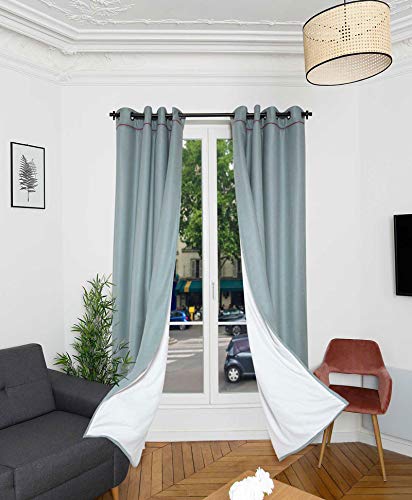 RIDPHONIC Cortina 15dB Andora de 4 Capas Aislamiento acústico de Puertas y Ventanas Cortina Opacas térmicas 135x245 cm antifrío Decoración de la habitación Separadores de ambientes Azul Verdoso