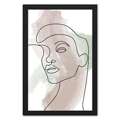 Image of Ritwika's Abstract Wall Art Of Outline Of Women Portrait Water Color Painting With Black Frame For Home Office Decor | Multicolored | Size 9.5 x 13.5 Inch, Set of 1 (02 - WOMEN)