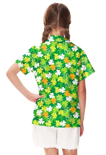 Image of Remimi Unisex Kids Hawaiian Button Up Shirt Boys Funny Print Aloha Beach Short Sleeve Tops 5-14 Years