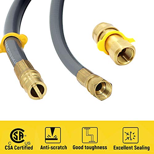 LONGADS 24 feet 3/8 Inch ID Natural Gas Hose with Quick Connect, Propane Gas Hose for Fire Pit Grill, Low Pressure Appliance 3/8 Female Pipe Thread x 3/8 Male Flare Quick Disconnect - CSA Certified - Thumbnail 6