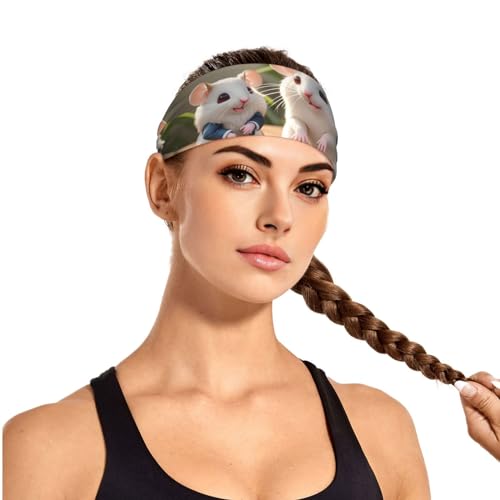 Outdoor Sports Sweat-Absorbing Headband, Sports Elastic Fitness Headband, Mother and Child Rats Yoga Cycling Travel Headband,3