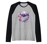 japanese vaporwave koi carp fish cherry blossom aesthetic maglia con maniche raglan