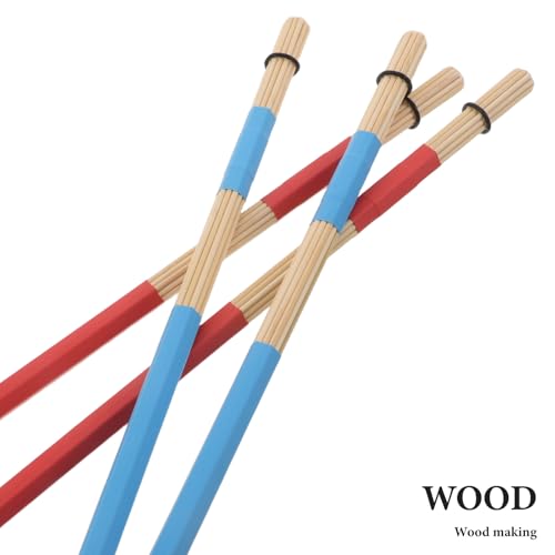 2 Pares de Baquetas Brochas de Madera para Batería y Redoblante - Palillos de Madera para Música Jazz, Acústica y Folk miniatura 3