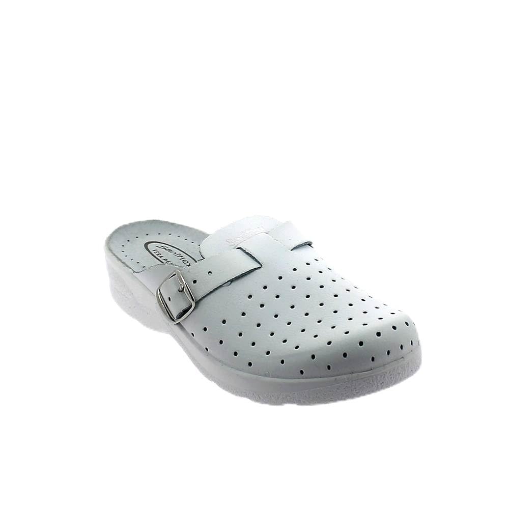 89831-10 Zertifizierte Medizinische Lederschuhe Clog Pantolette Komfortschuhe Hausschuhe, Damen