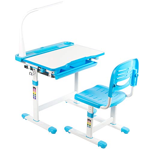 VIVO Blue Height Adjustable Children’s Desk and Chair | Kids Interactive Workstation