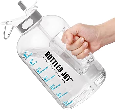 JIMACRO Water Bottle, 1 Litre Water Bottle with Straw and Handle BPA-Free, Daily Water Intake Bottle with Time Markings Tracker to Remind the Drinking Time, Ideal for Gym Office Hydration